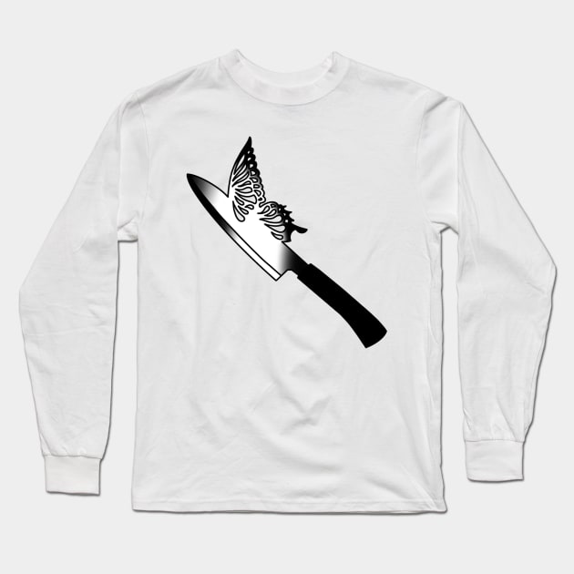 Butterfly Knife Long Sleeve T-Shirt by drawingsbydarcy